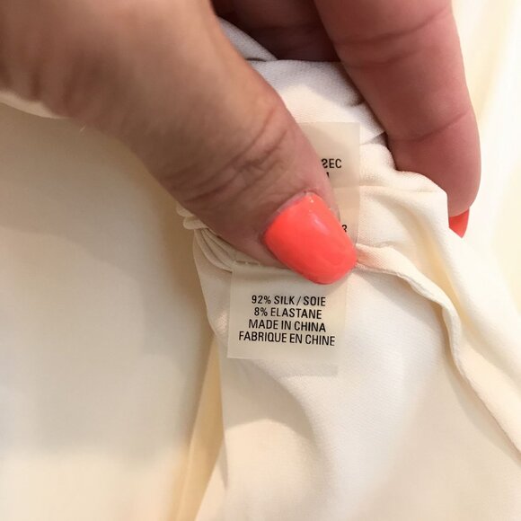 Elie Tahari Ivory Silk Long Sleeve Pintuck Blouse Embroidered Lurex Trim Size M - Picture 9 of 10